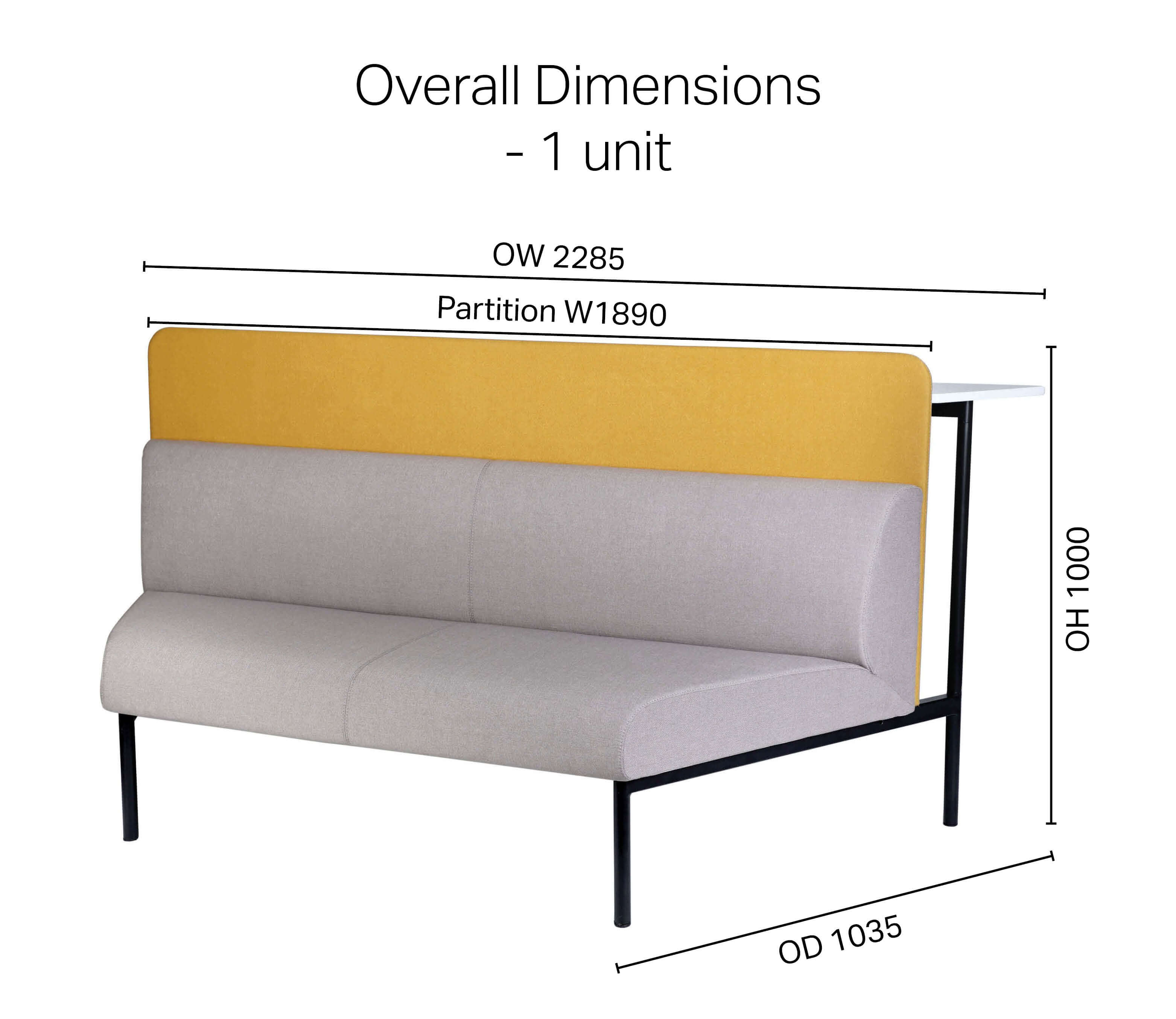Zum Low Back – 2 Seater w/ Partition + Bar Table